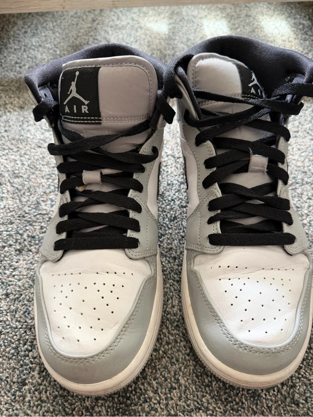 Jordan Men’s High-Top Sneakers — White, Gray & Black